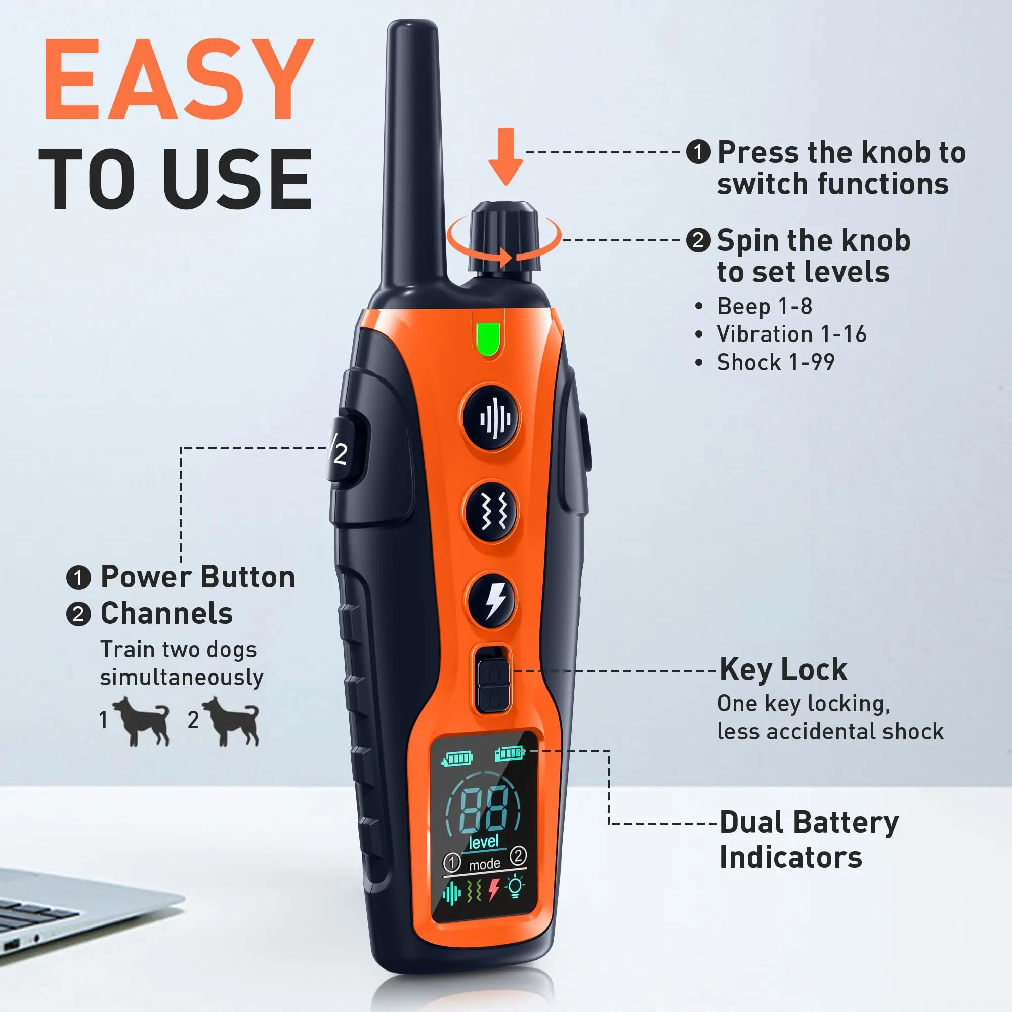 Dog Training Collar with Remote – 1000m Range, Waterproof & Rechargeable for Small, Medium & Large Dogs